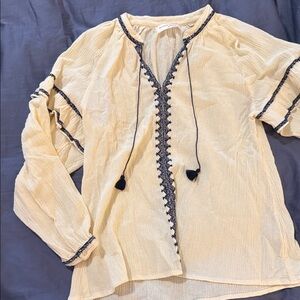 Maison Hotel Women’s Gauze Cream and Black Boho Top